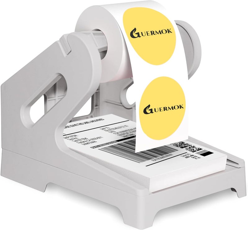 Guermok Thermal Shipping Label Holder for Rolls & Fan-Fold, Fragile Stickers for Shipping, Label Stand Desktop Printer Holder-Home Office Accessory Sticker Dispenser for Holographic (Gray) - Image 1